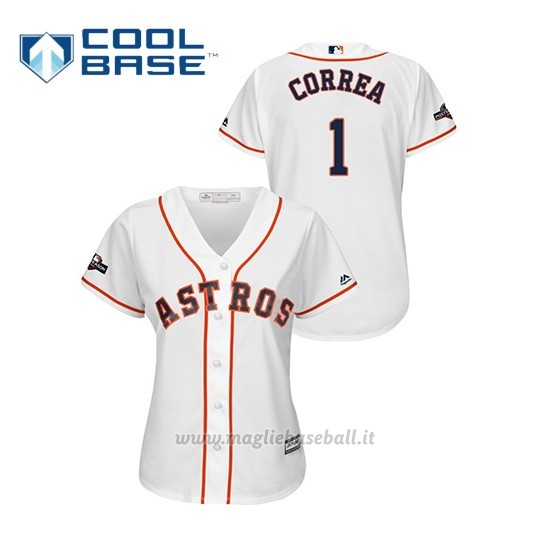 Maglia Baseball Donna Houston Astros 1 Carlos C Orrea 2019 Postseason Cool Base Bianco